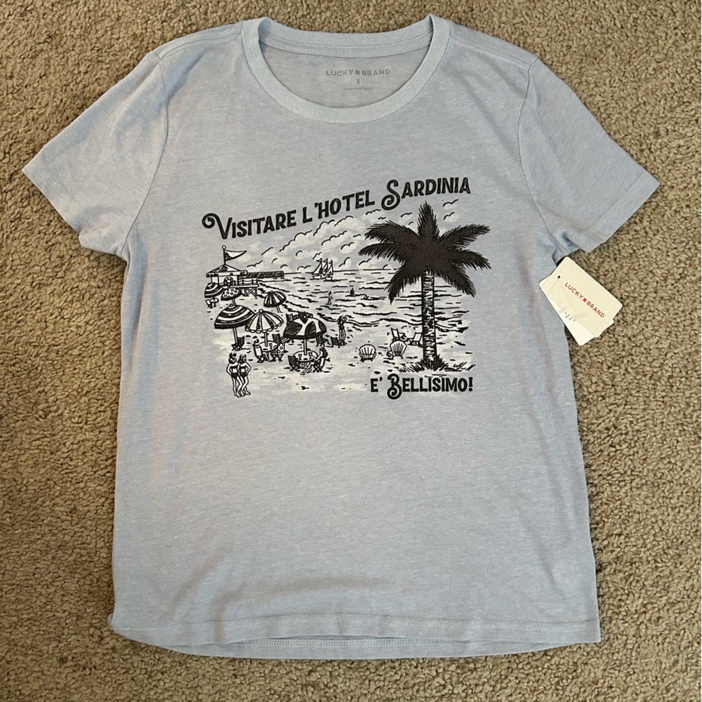 Lucky Brand Sardinia Graphic Tee in Light Blue